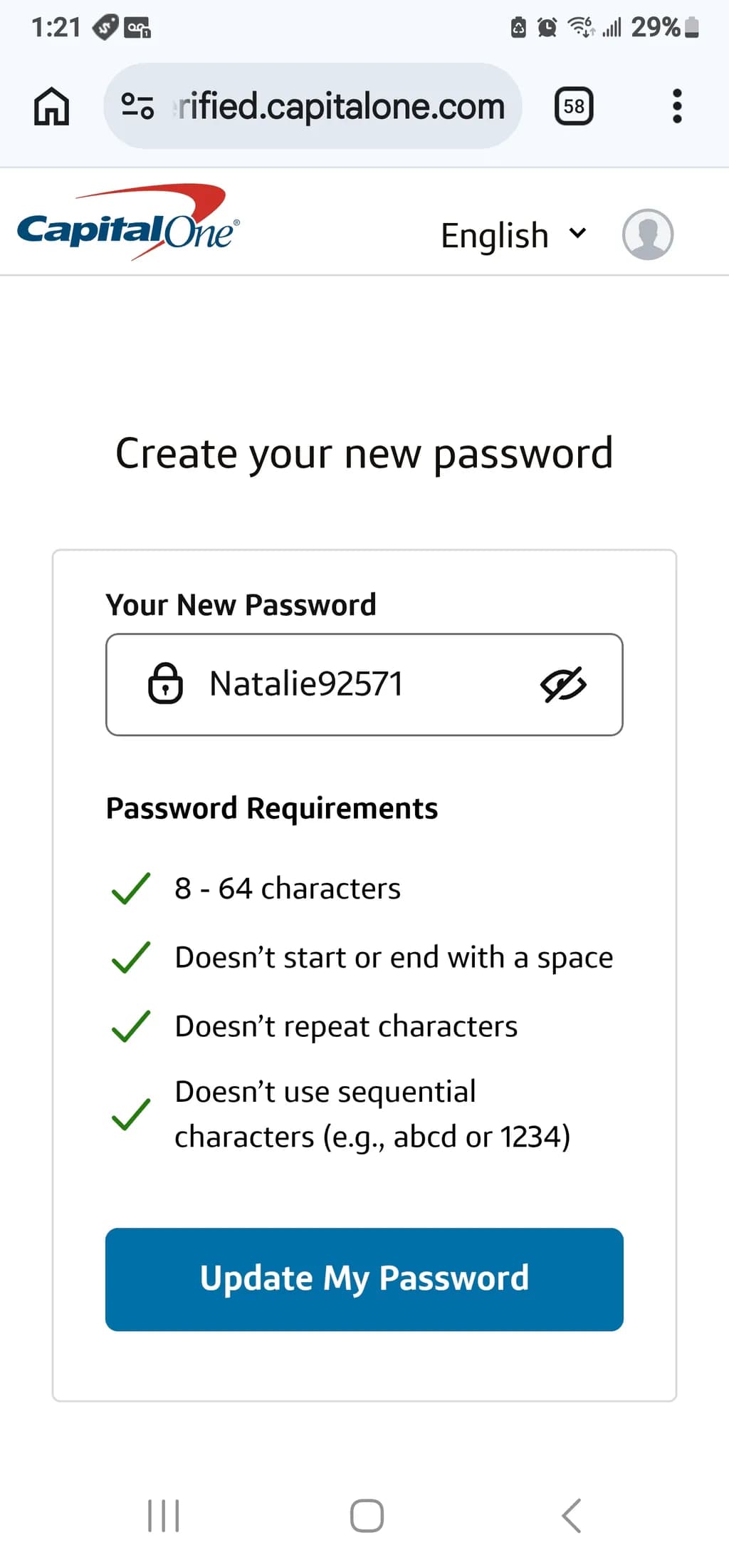 Password Reset Interface