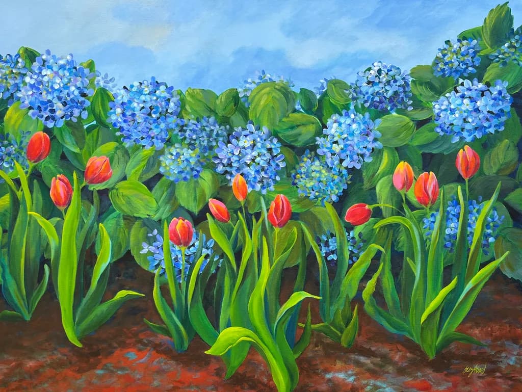 Tulip and Hydrangea Harmony