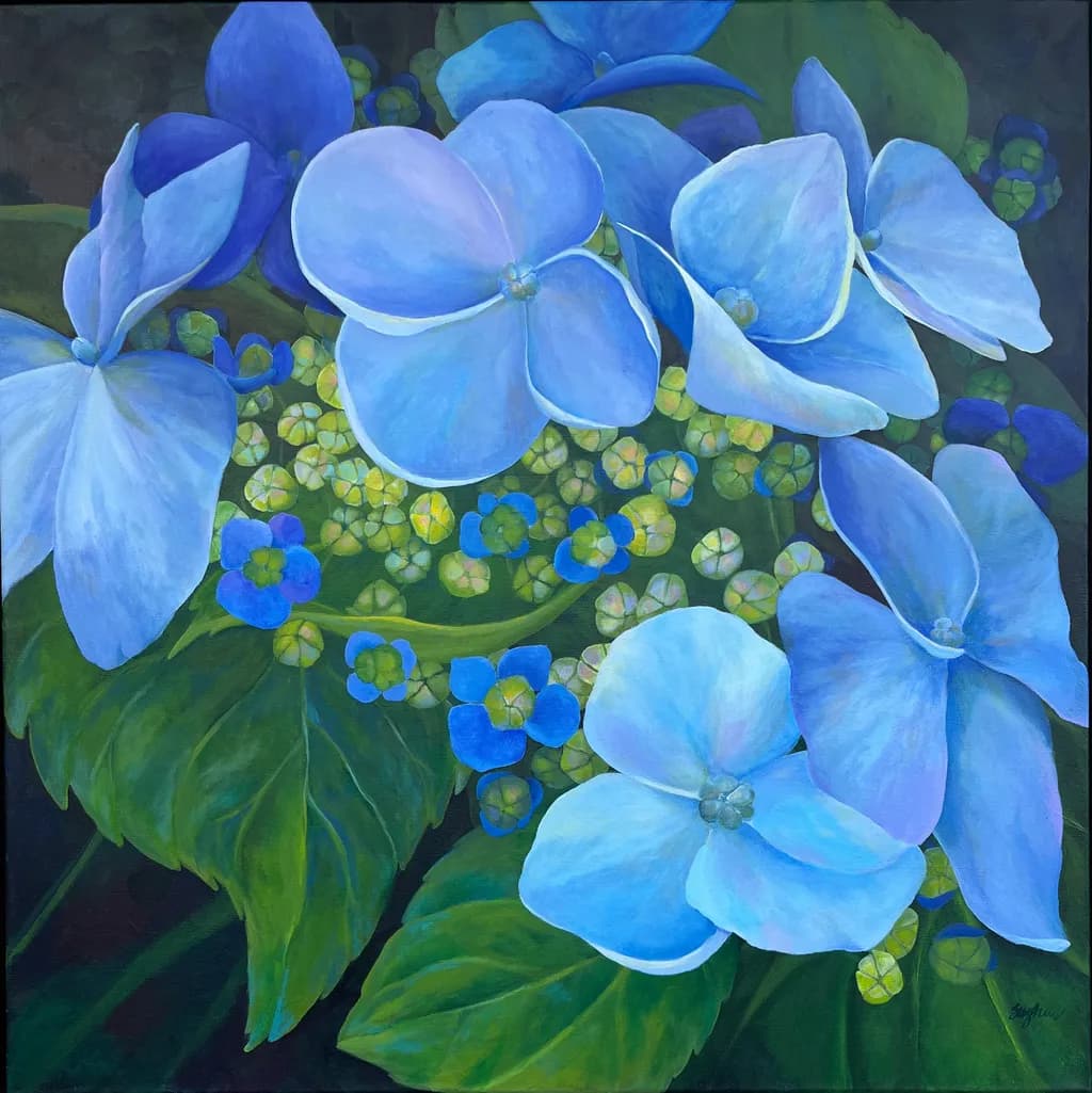 Blue Hydrangea Cluster