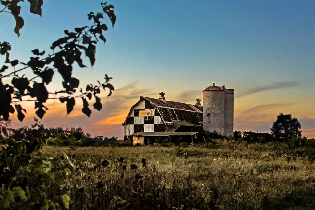 Checkerboard Barn Sunset