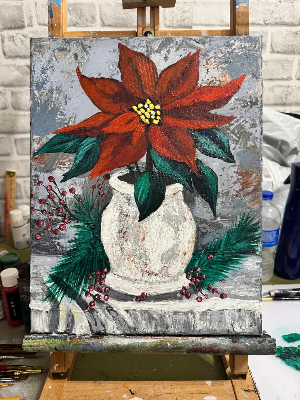 Rustic Poinsettia Still Life