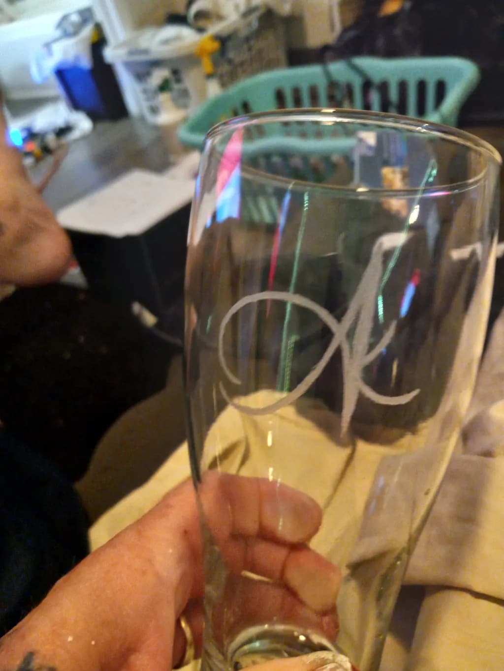 Engraved Initials Glass