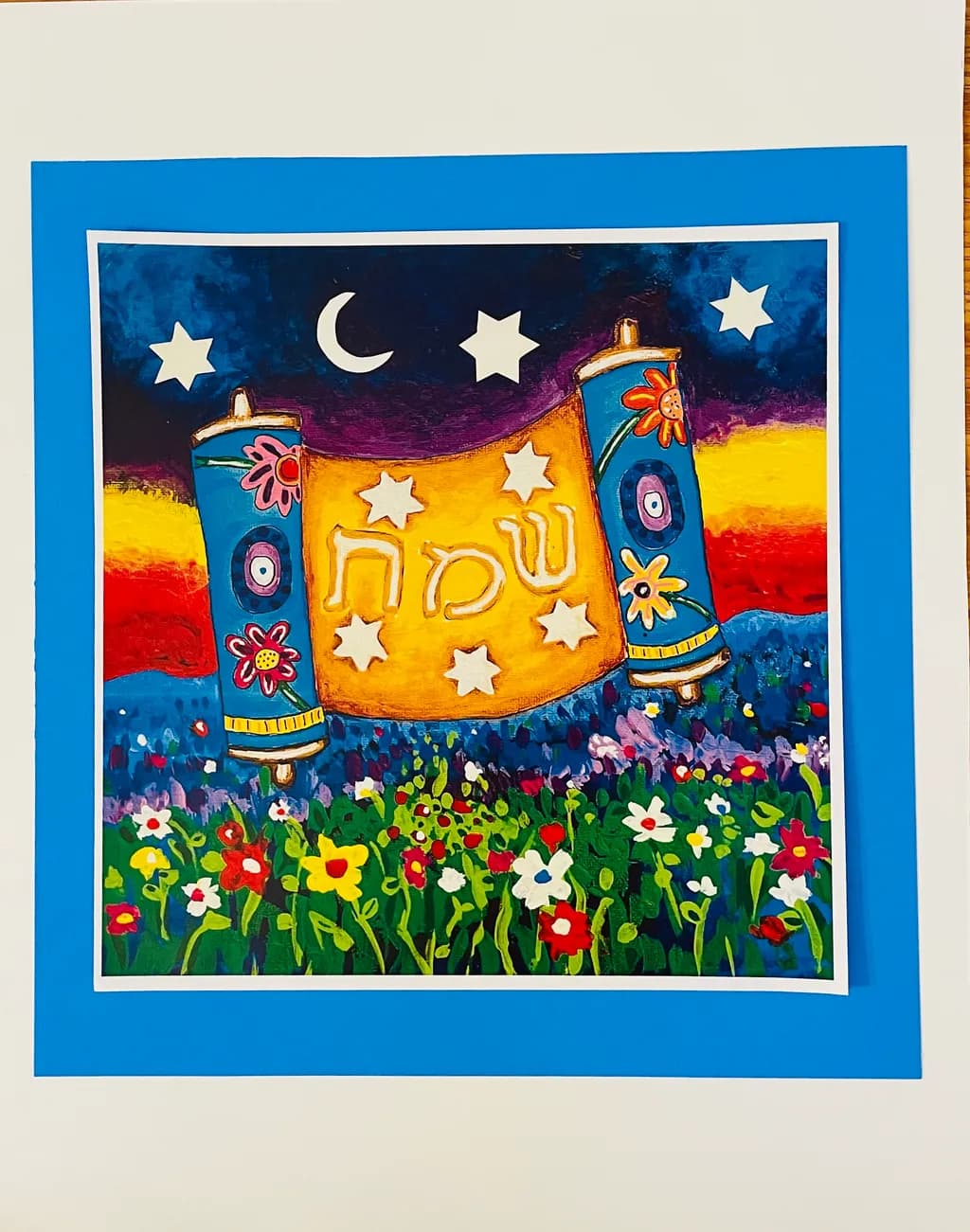 Torah Scroll and Flowers
