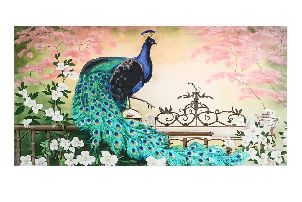 Peacock on Garden Bench