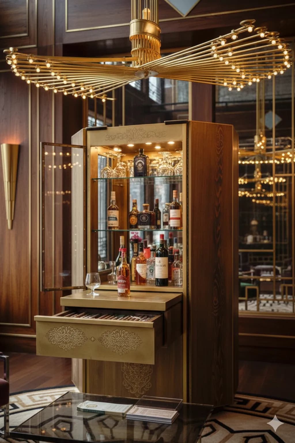 Golden Oak Bar Cabinet