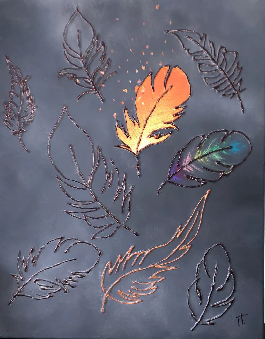 Copper & Iridescence Feathers