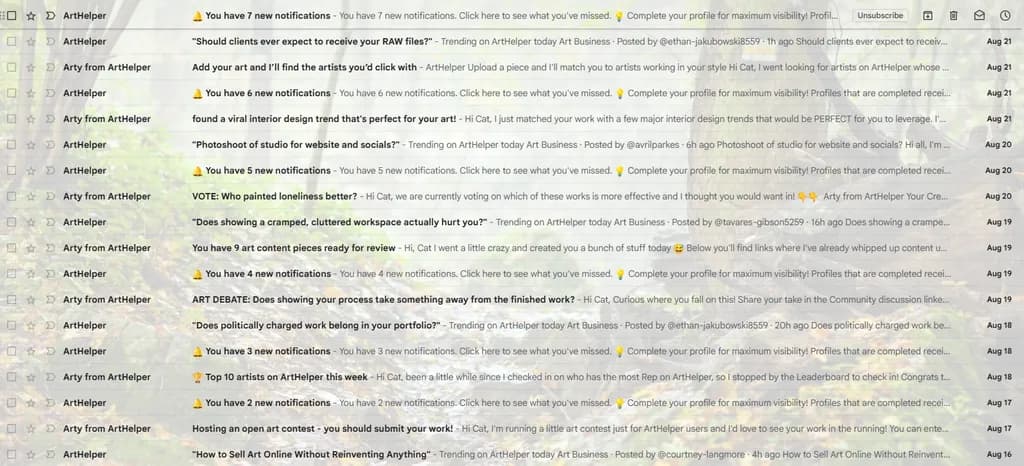 Floral Email Inbox Screenshot