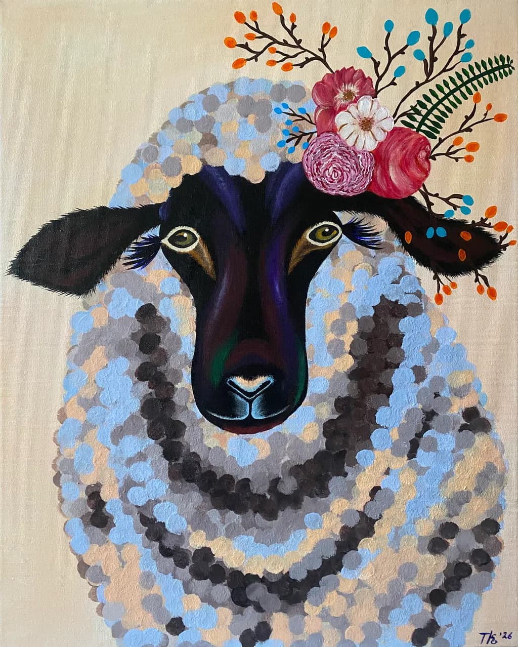 Floral Sheep Portrait