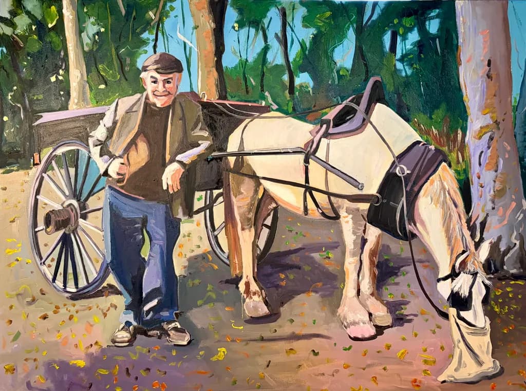Horse and Cart in Woodland