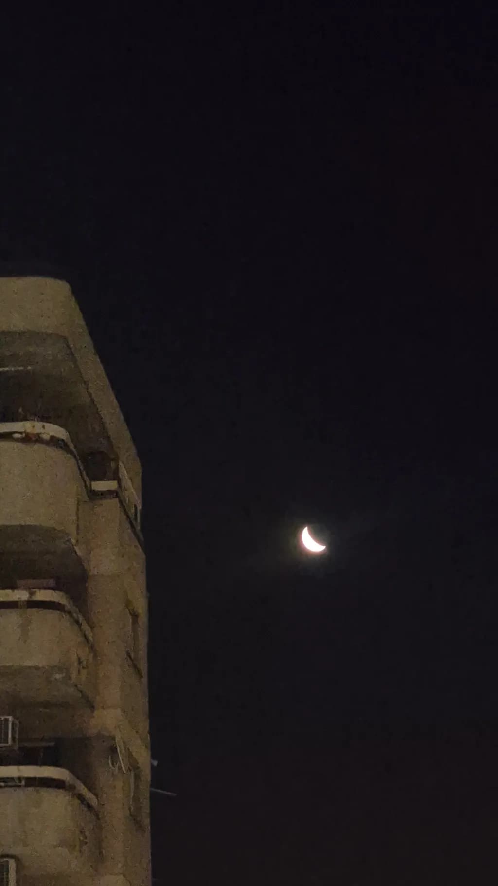 Crescent Moon Over Stone Tower