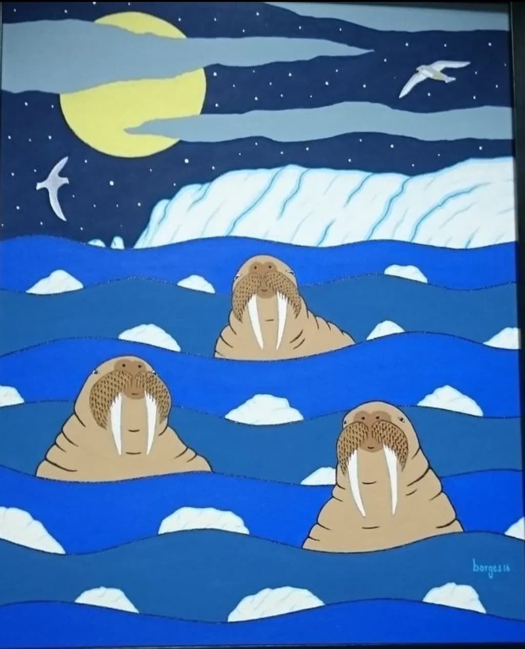 Walruses in Arctic Night