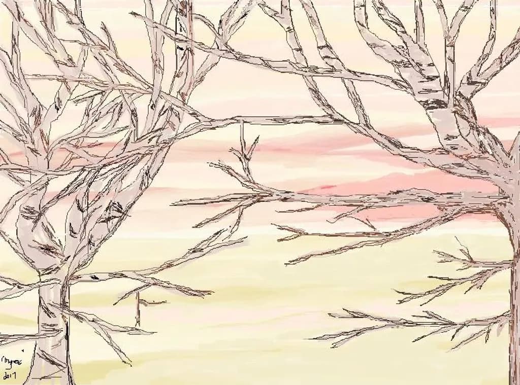 Birches in Pinks and Ochres