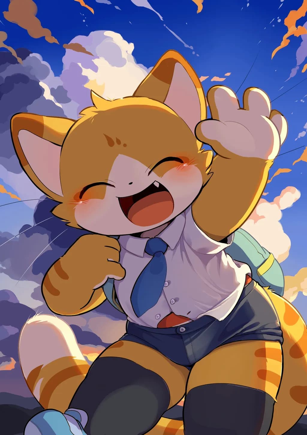 Joyful Skybound Cat