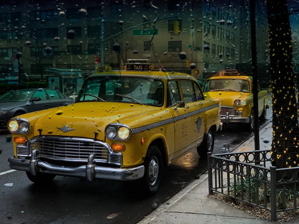 Rainstreaked Taxis