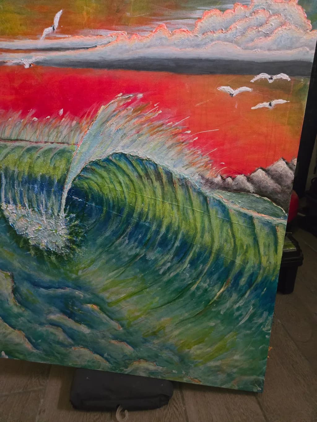 Ocean Wave with Birds