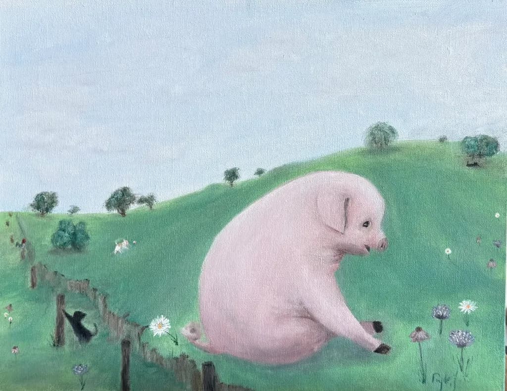 Portrait of a Pleasant Pig: A Pig At Peace 