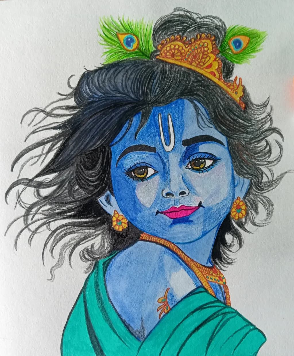 Peacock crowned Krishna 