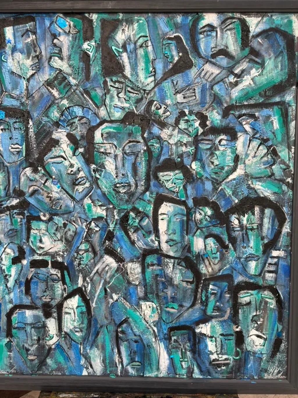 Blue Mosaic Faces