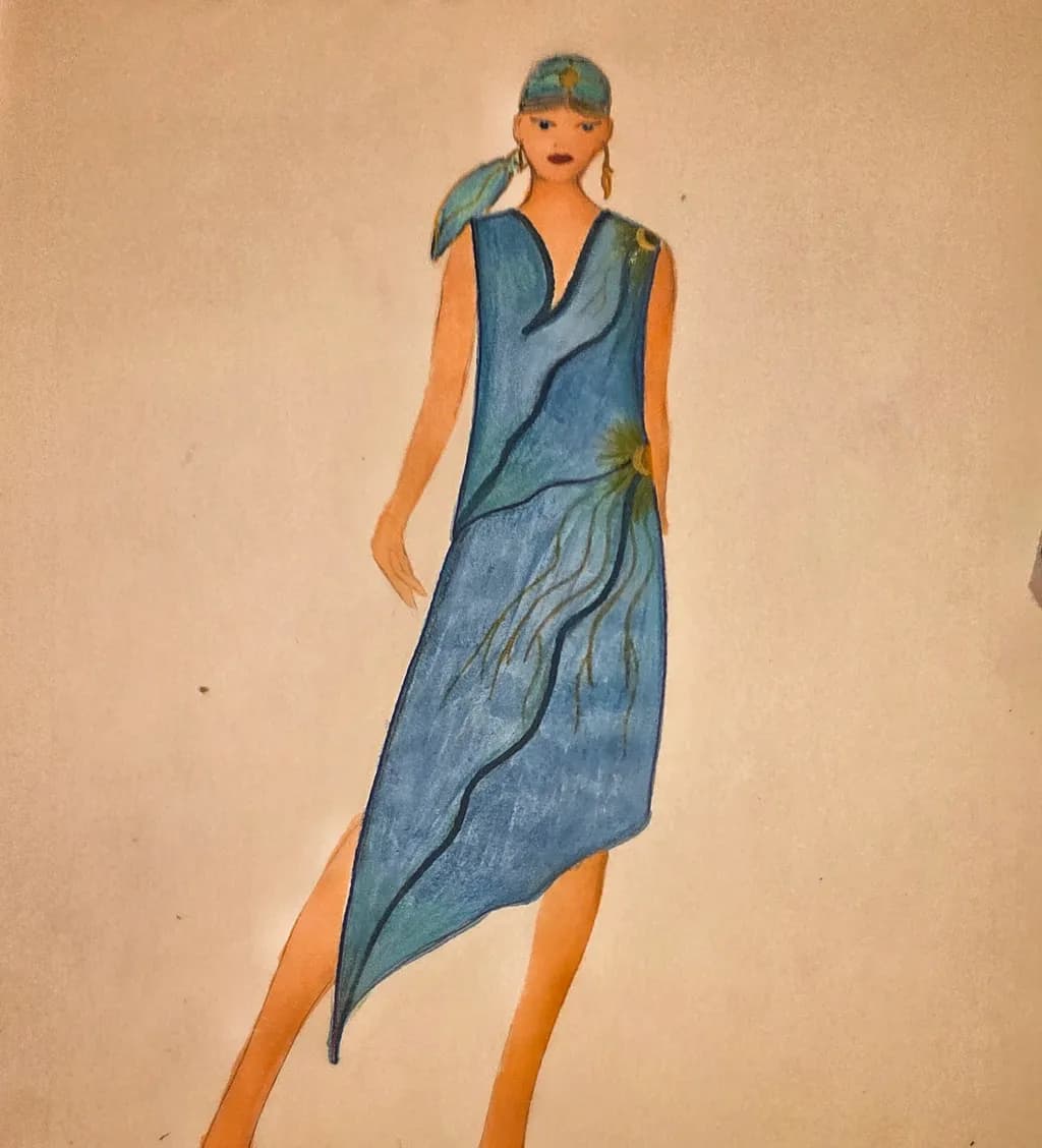 Blue Drape Dress