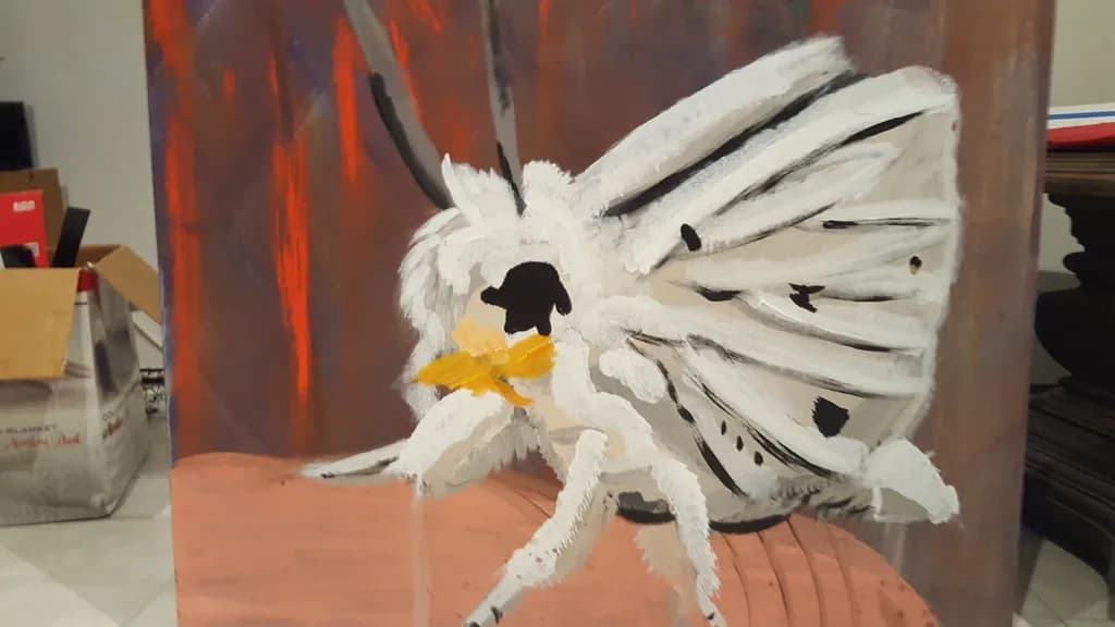 White Moth on Wood
