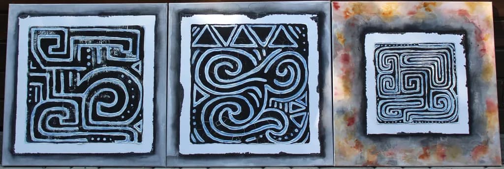Abstract Labyrinth Triptych