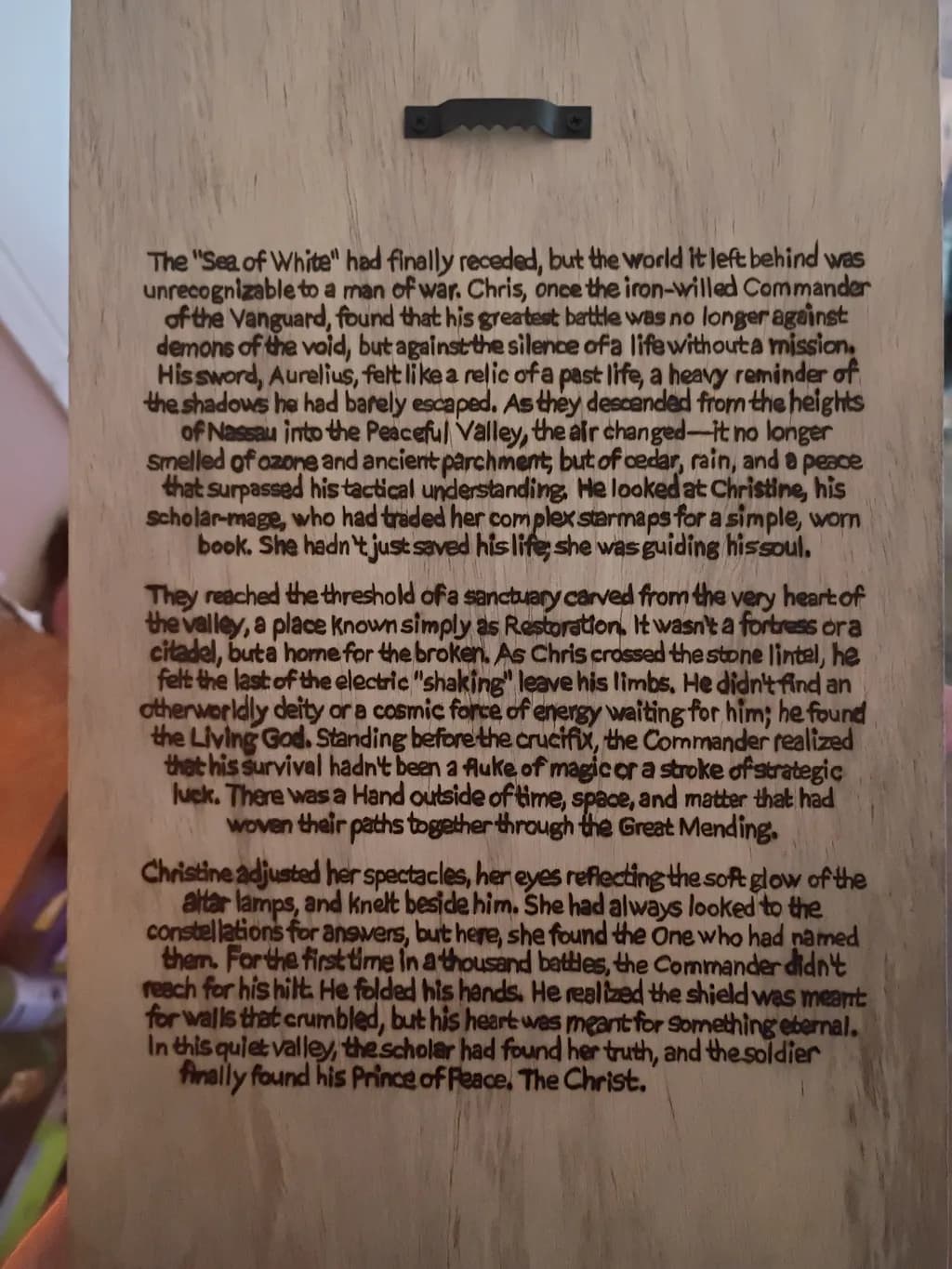 Warrior's Peace Wood Engraving