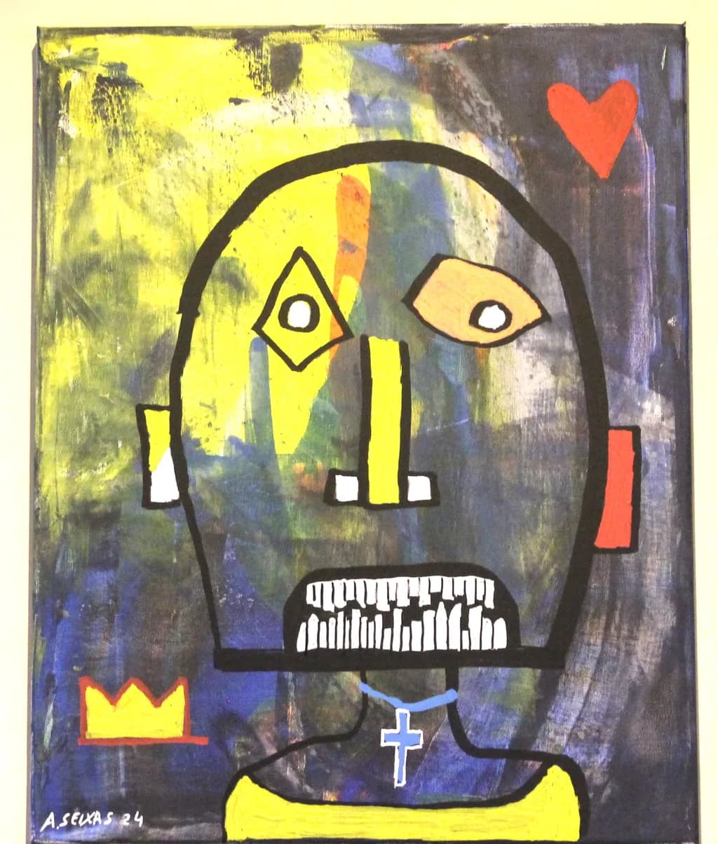 Abstract Face with Crown and Heart