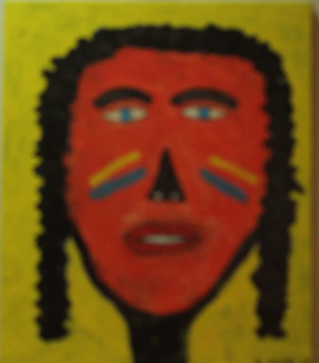 Red Face with Stripes