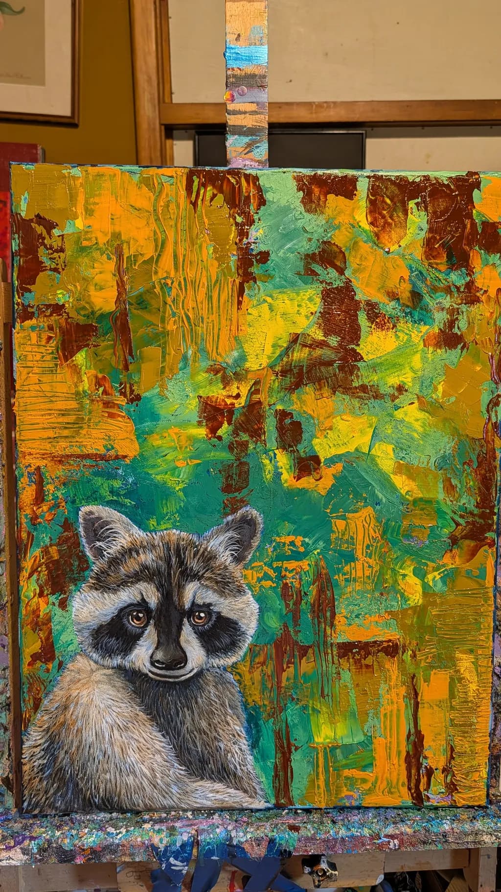 Raccoon Against Abstract