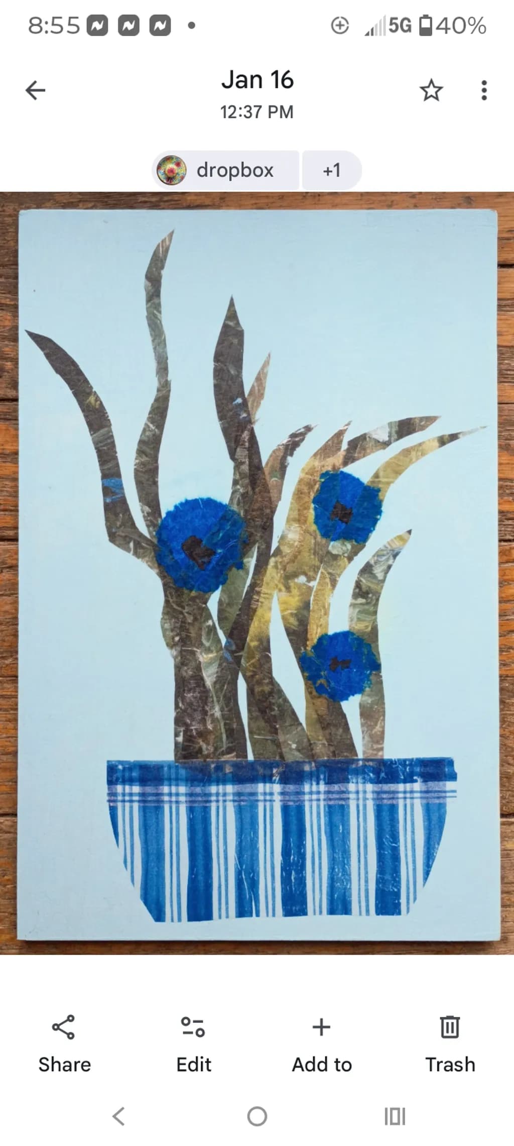 Three Blooms I (Mixed Media)
