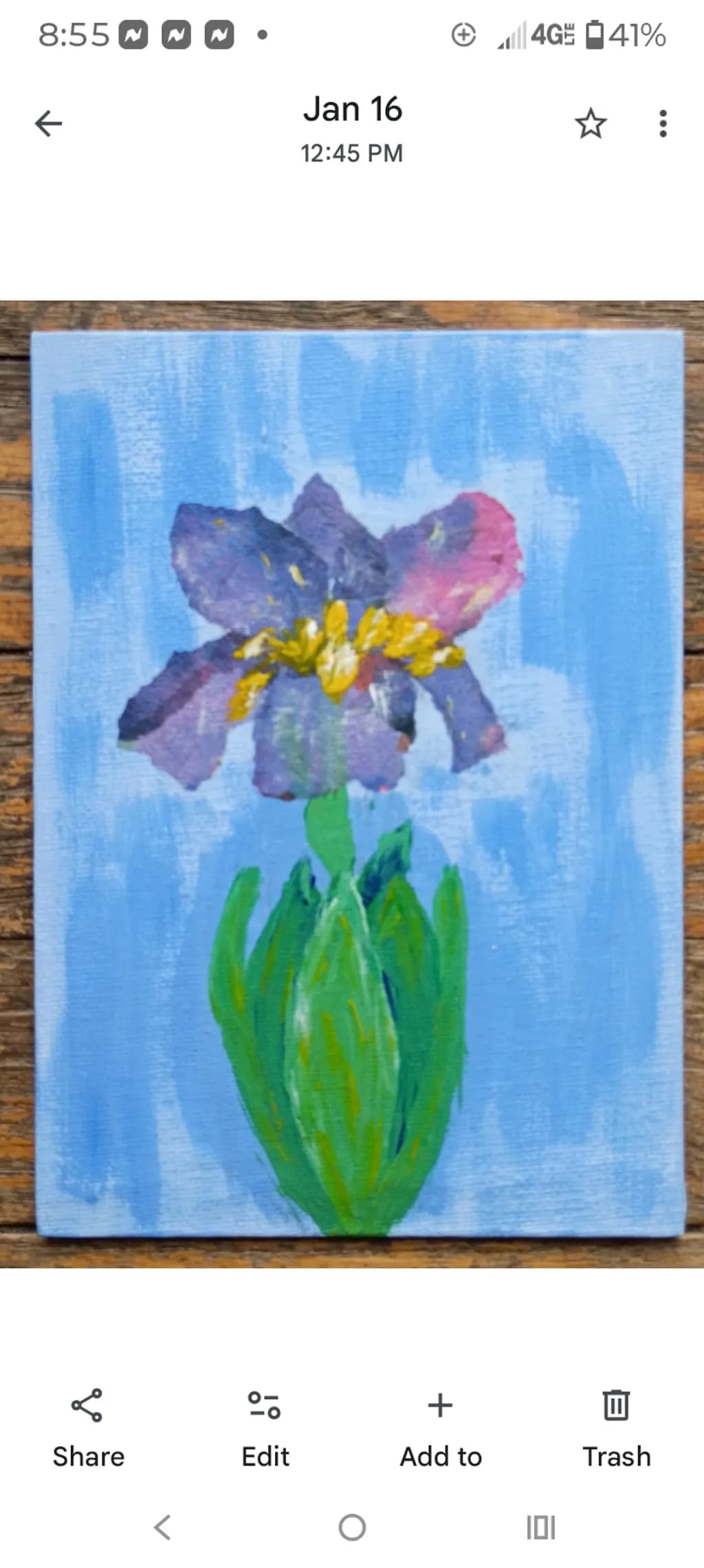 Blue Iris Blossom (Mixed Media)