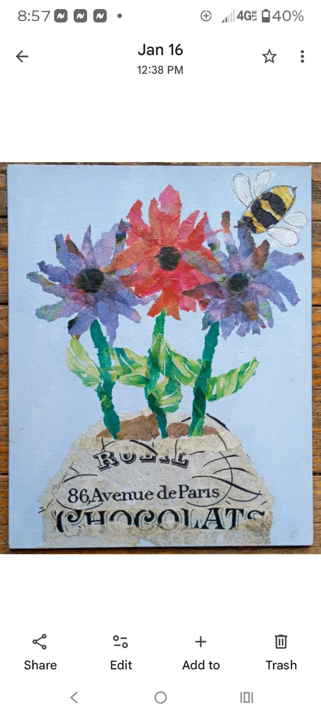 Three Blooms II (Mixed Media)