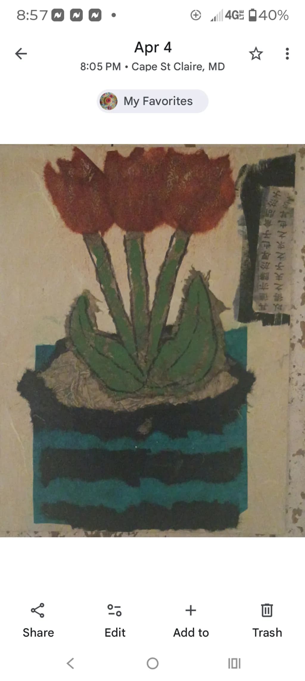 Three Blooms III (Mixed Media)
