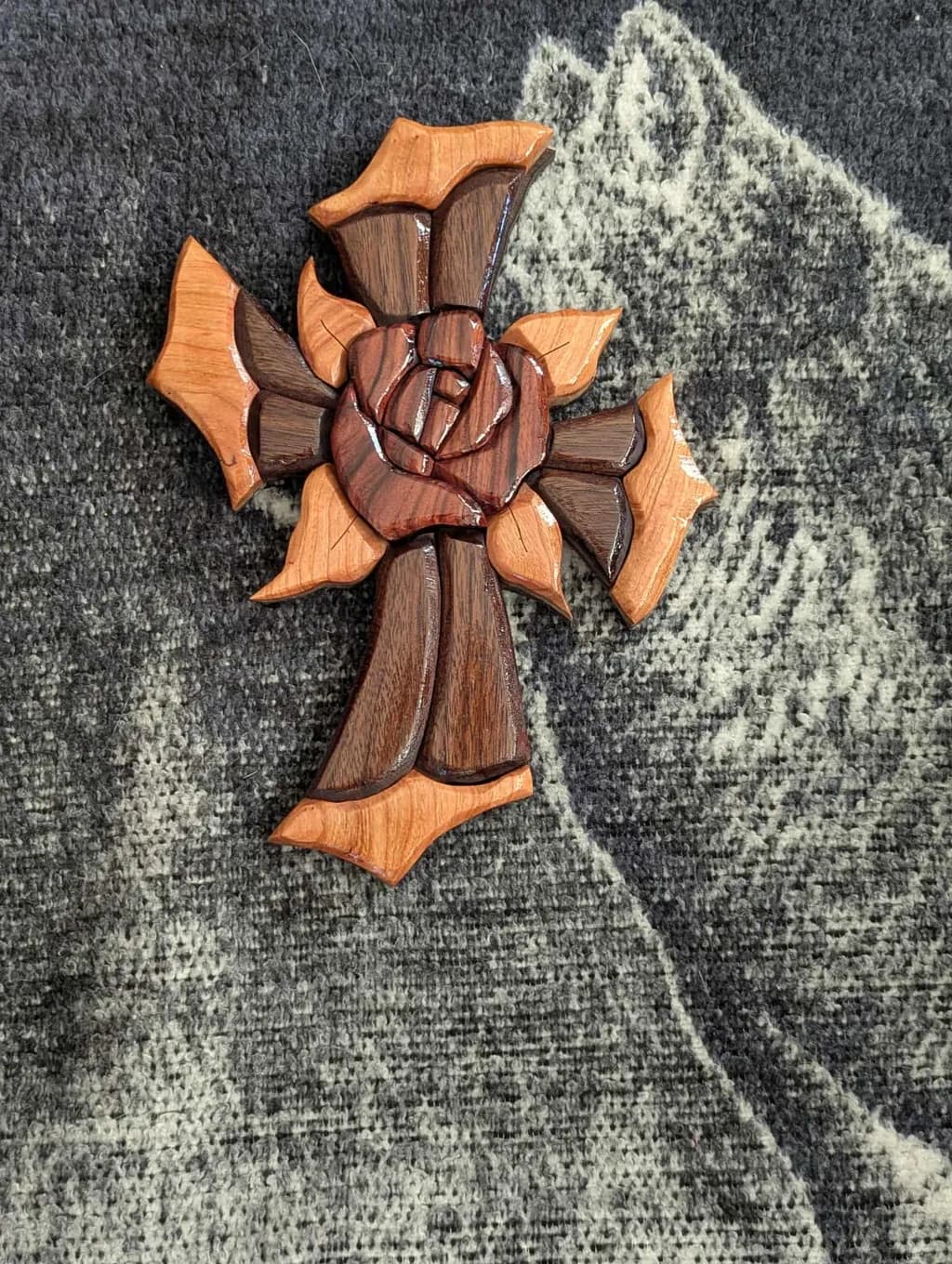 Carved Rose Cross