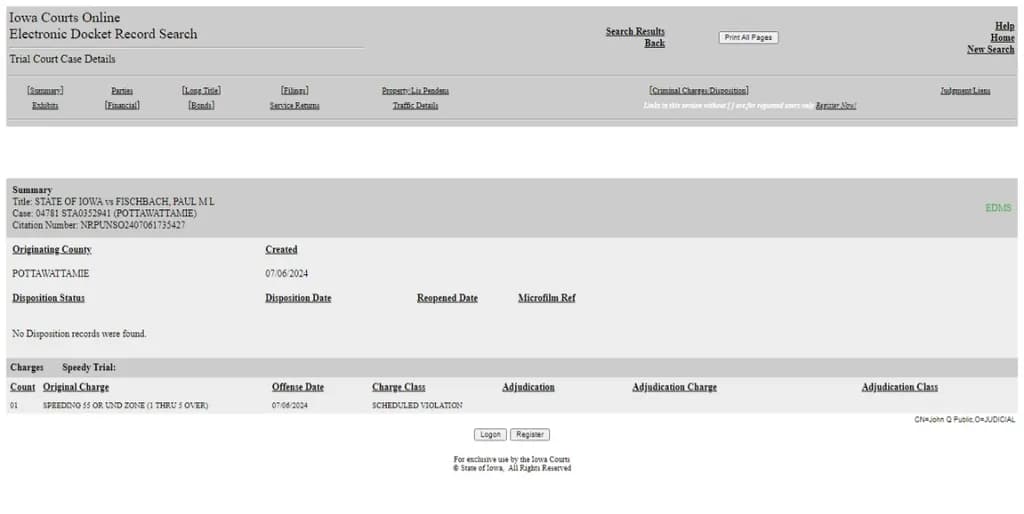 Speeding Violation Record