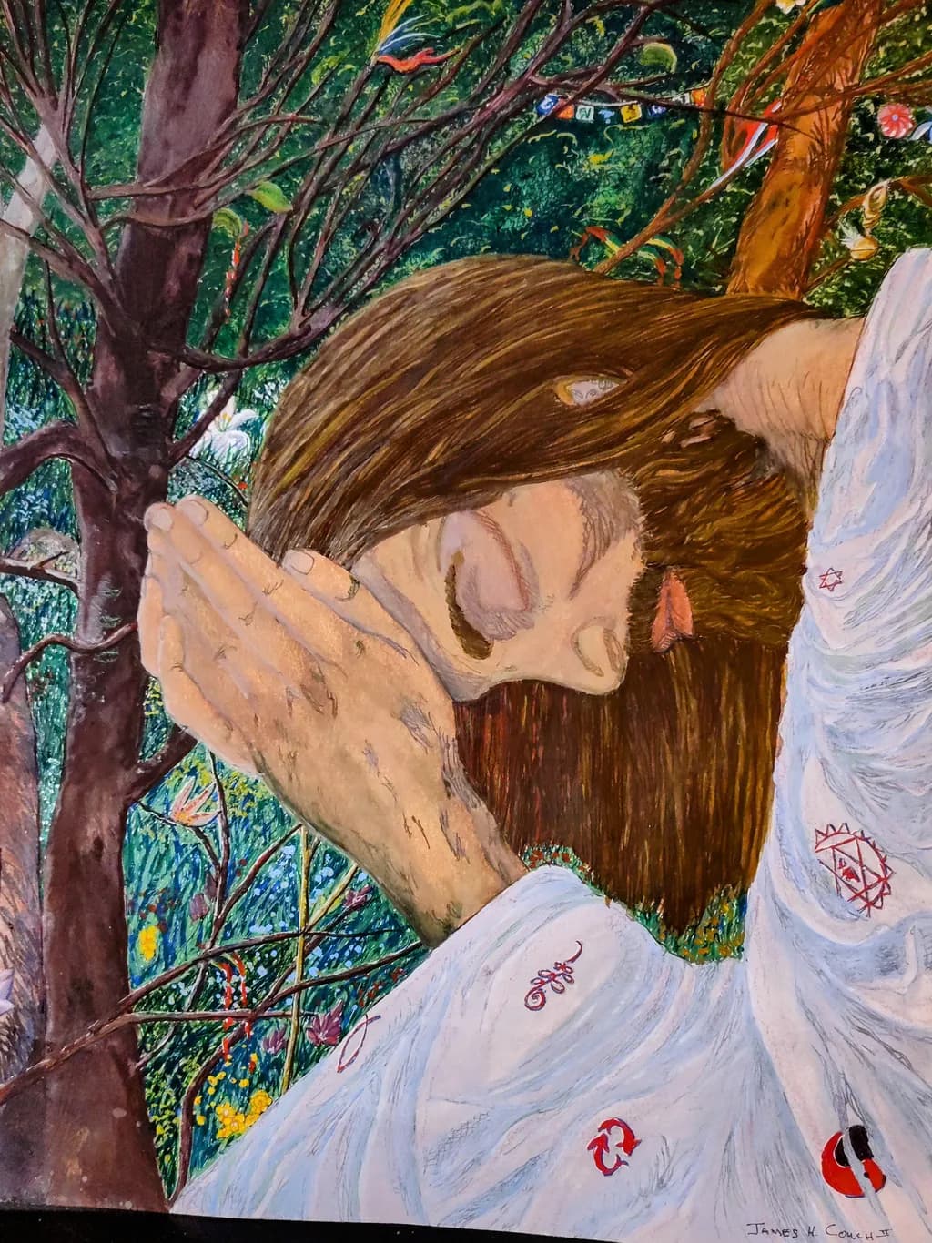 Praying Man in Forest