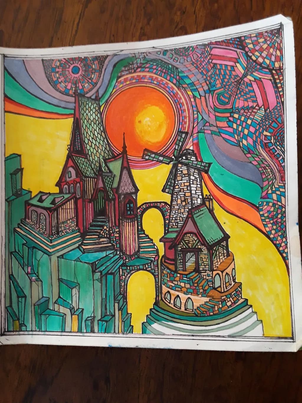 Sunlit Windmill Village