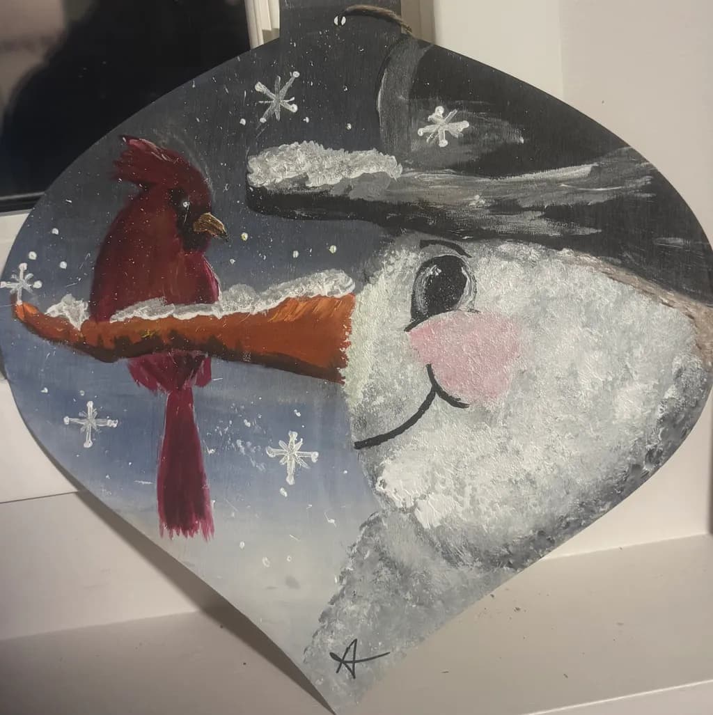 Snowman and Cardinal Conversation