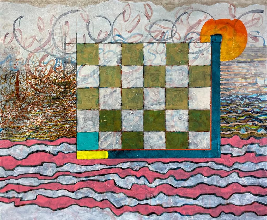 Abstract Checkerboard Sunset