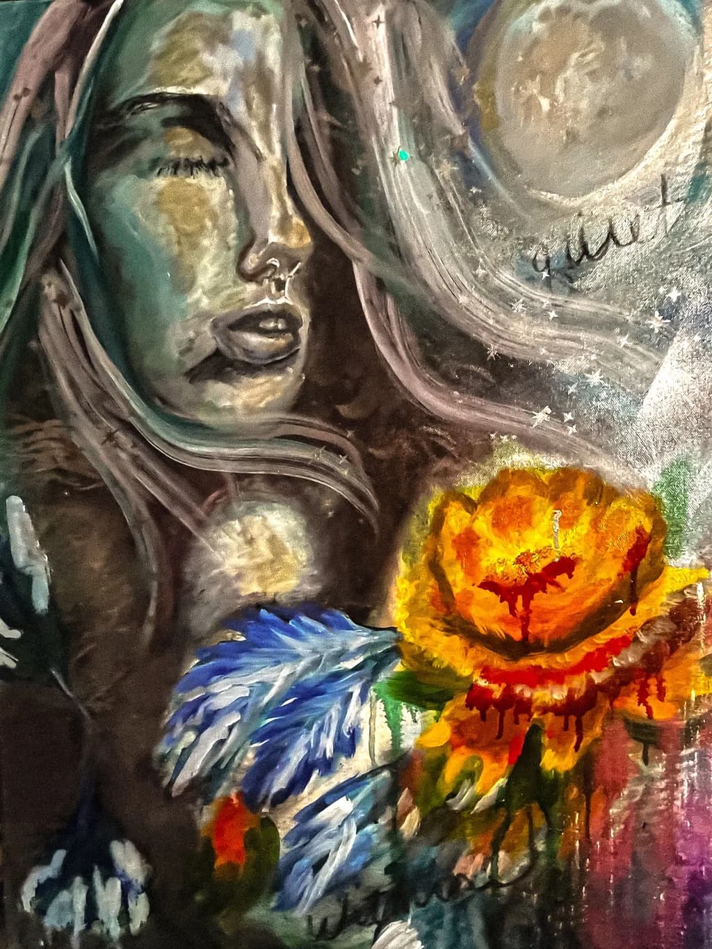 Moonlit Flower Embrace