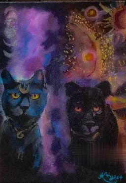 Moonlit Cat and Panther