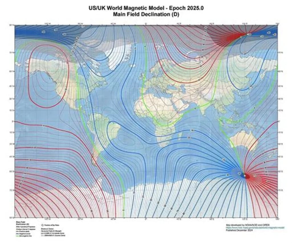 World Magnetic Declination 2025