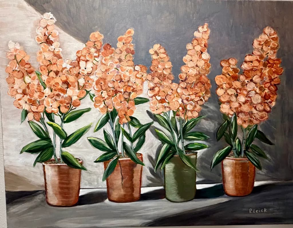 Potted Peach Flowers