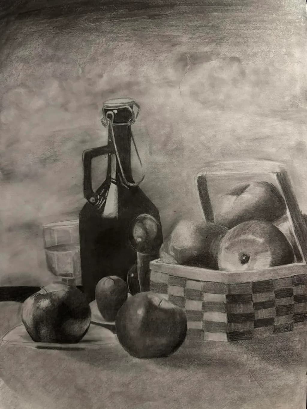 Still Life with Basket and Bottle