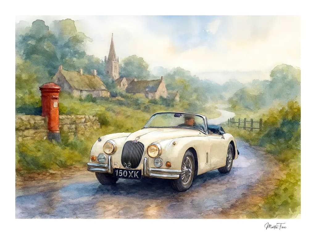 Vintage Car Countryside Road