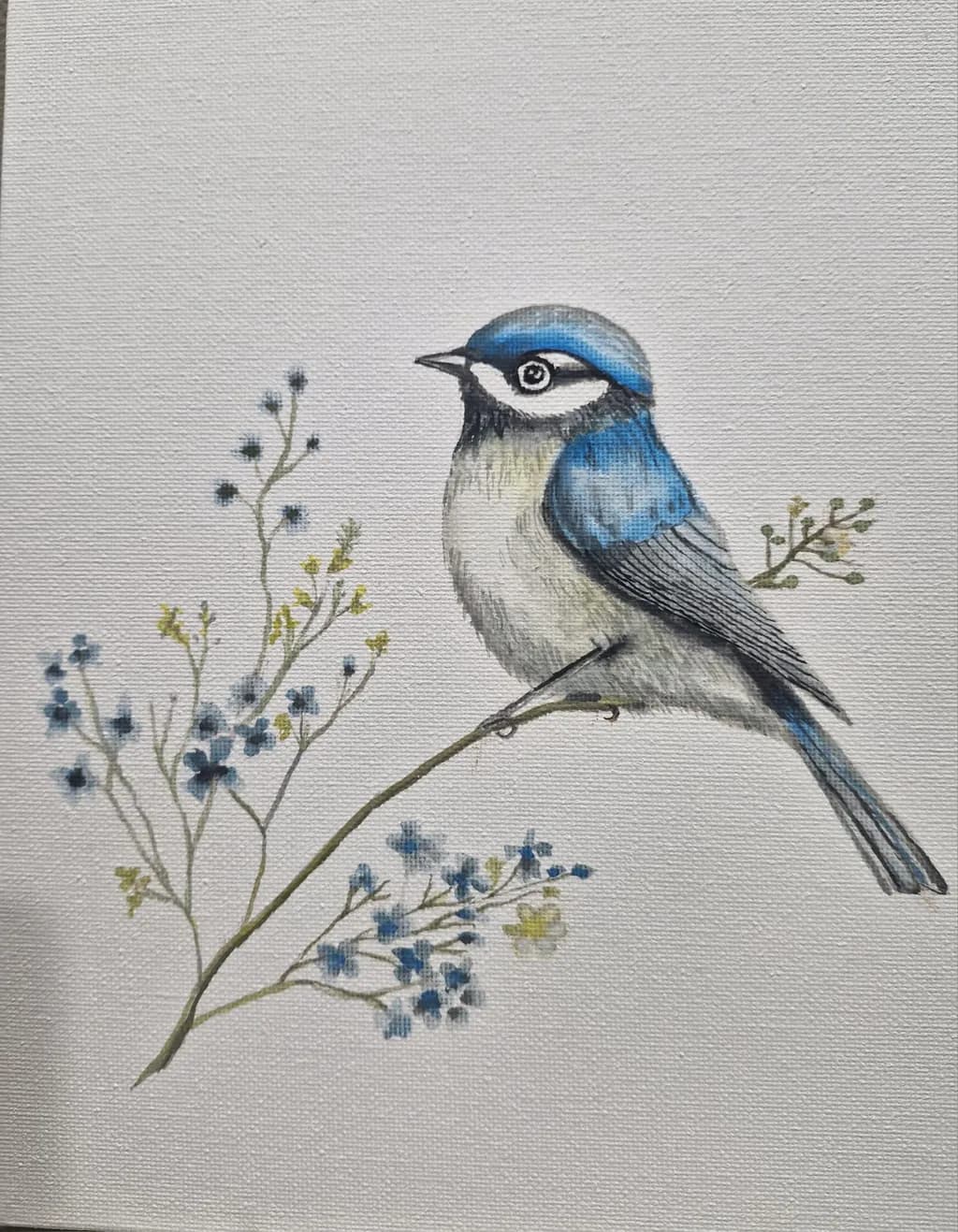 Bluebird on Blooming Branch