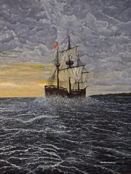 Ship at Sea Sunset
