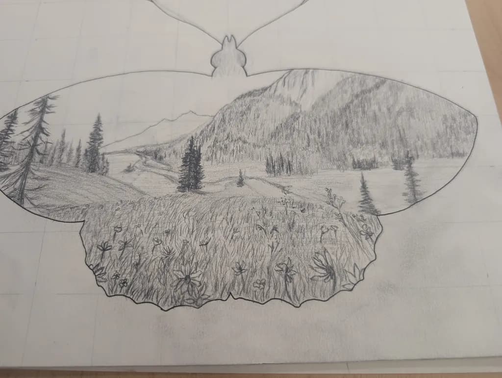 Butterfly Landscape Silhouette
