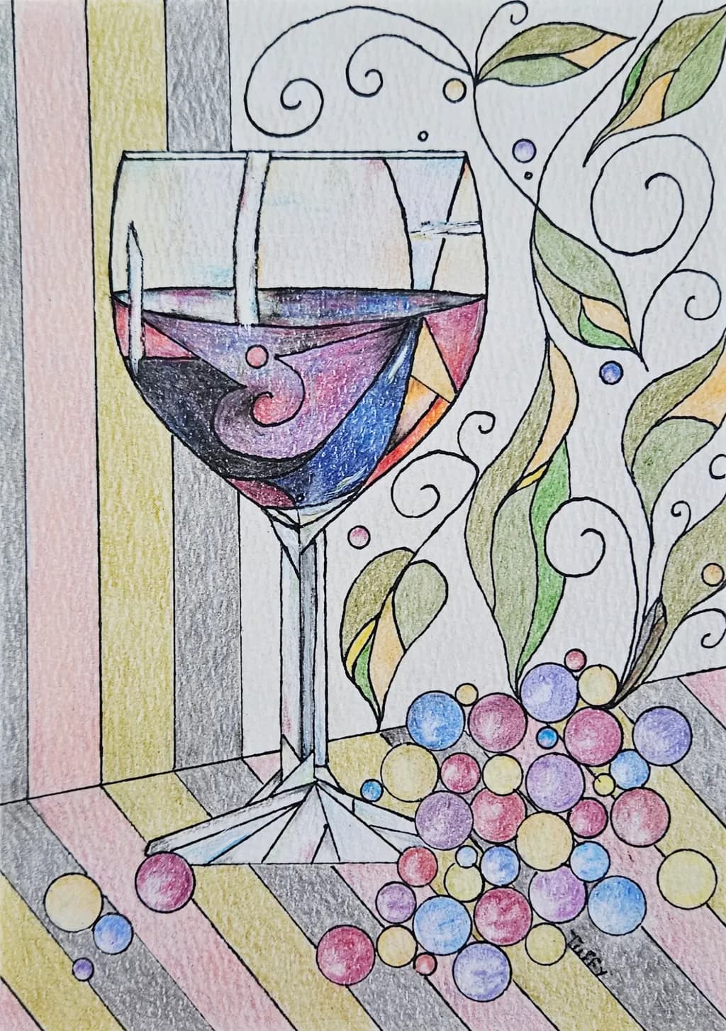 Abstract Wine Glass