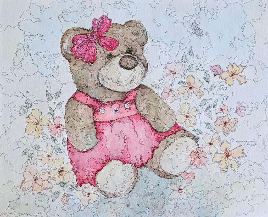 Teddy Bear with Flowers